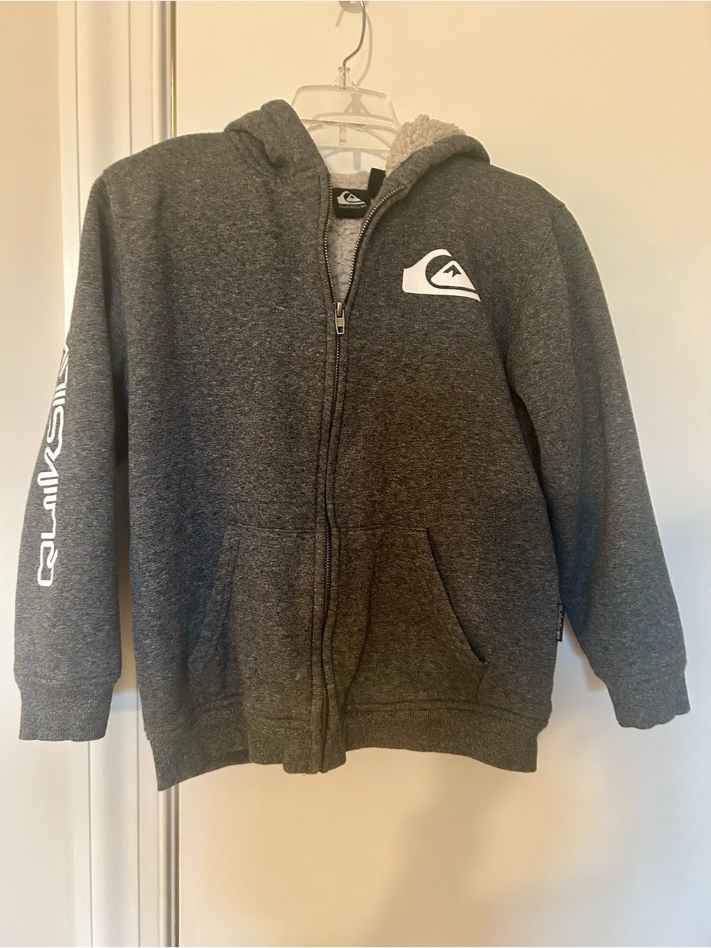 Quiksilver Kids Dark Gray Sherpa-Lined Zip Hoodie